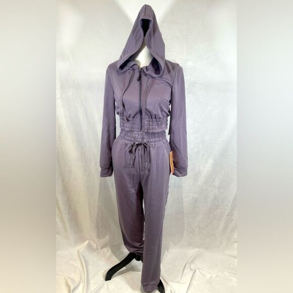 Purple low key crop hoodie jogger workout lounge set size large NWT - Picture 2 of 7